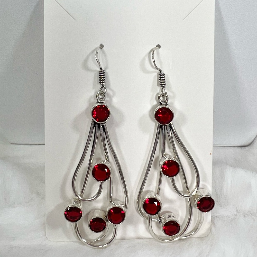 Garnet 925 Synthetic Gemstone Earrings